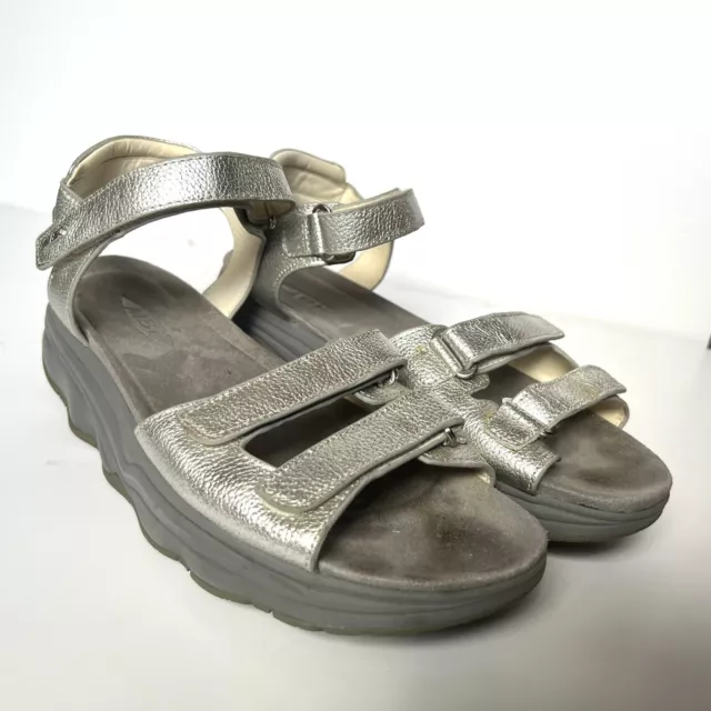 MBT Kisumu Silver Leather Rocker Sandals dynamic US Womens Size 11 - 11.5