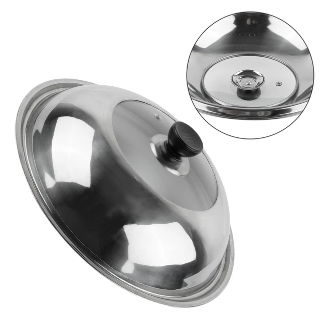 Comoda copertura wok acciaio inox con pomello di sollevamento facile da maneggiare e pulire