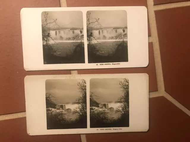 2x Stereo-Fotografie unbekannter Fotograf, Ansicht Niagara Fälle