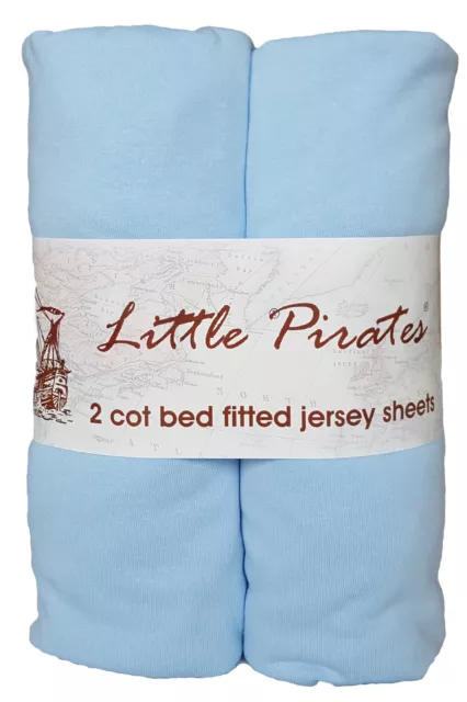 2 x Baby Cot Bed Fitted sheet 70x140 100% cotton jersey BNIP Blue