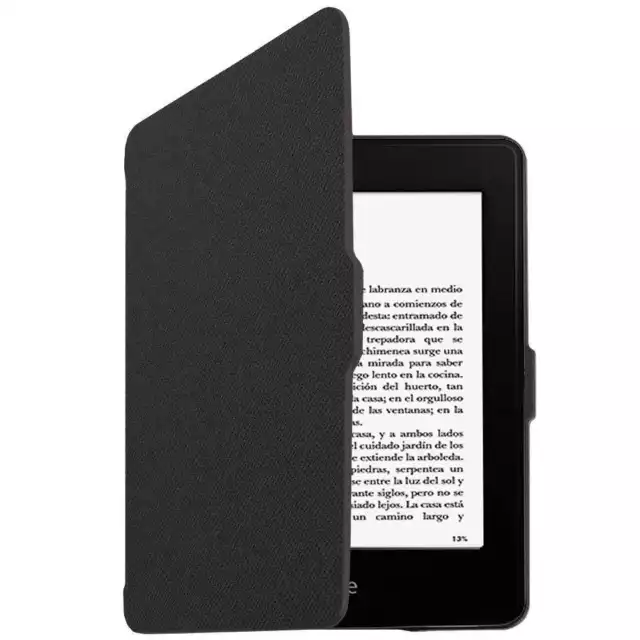 Funda Con Cierre Magnético Iman Estuche Eco Piel para Kindle Paperwhite Negra