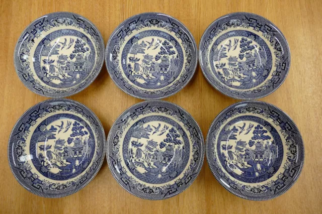 Broadhurst Staffordshire Ironstone Old Willow small bowls 15cm x 6 (MO)