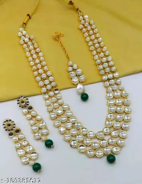 Necklace Earrings Pendant Set Indian Pakistani Bollywood Style Kundan Jewellery