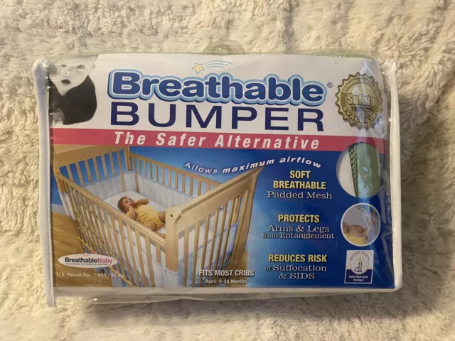 Breathable Bumper Baby Crib Classic Mint Green Mesh Liner Machine Washable NEW