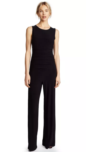 Norma Kamali Women's 293540 Kamali Kulture Shirred Waist Jumpsuit, Black, S