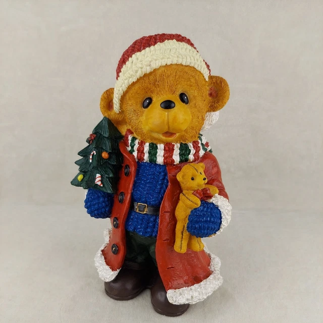 Christmas Teddy Bear Resin Standing Figurine Decorations 11 inch