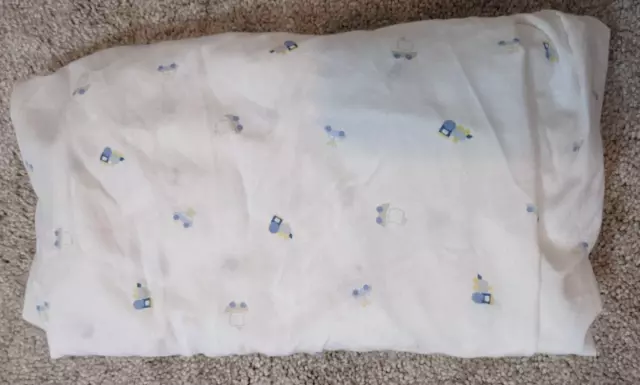 Mary Engelbreit BABY White Blue Train Car Sailboat Fitted Crib Sheet