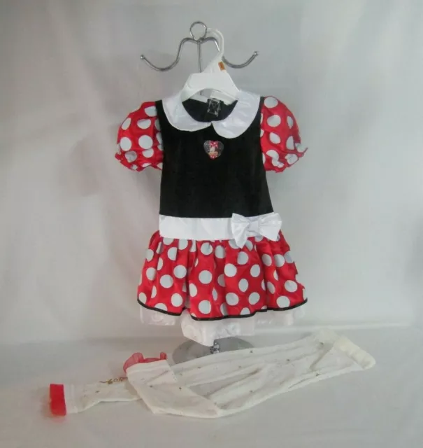 Disney Baby Toddler Minnie Mouse Red White Polka Dot Dress  Stockings Costume