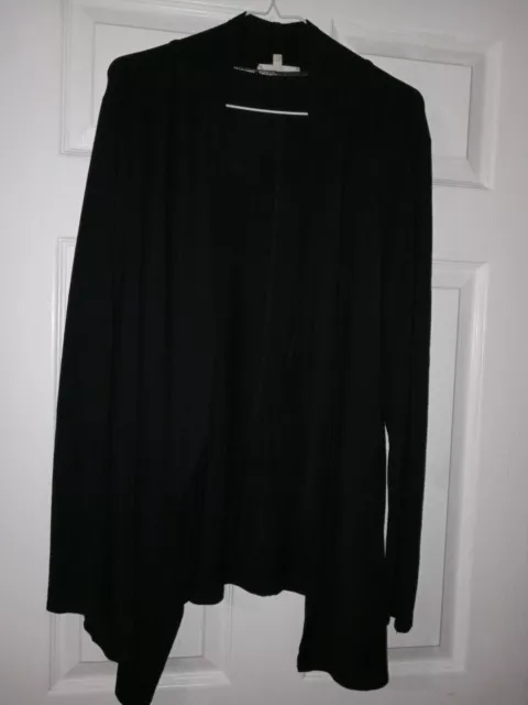 Joan Vass Studio Women's Draped Flyaway Open Cardigan Black Size L