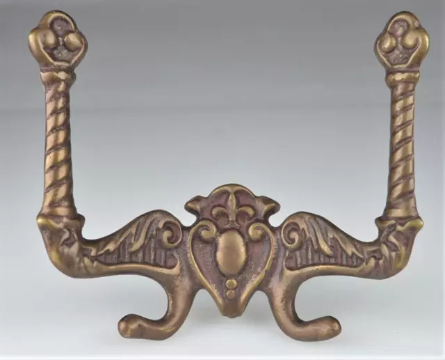 Set Of Brass Victorian Reproduction Coat Hat Double Hooks (4)-Salvaged Reclaimed
