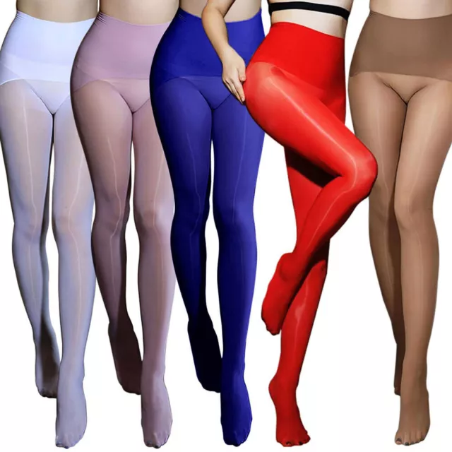 8D Women High Waist Seamless Sheer Stockings Super Shiny Glossy Pantyhose Tights