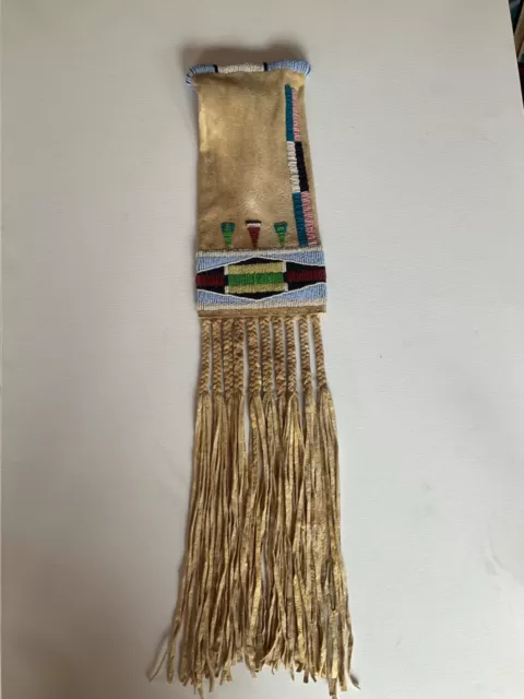 Crow Native American Beaded Buckskin Pipebag, early 20th Century Museum Piece