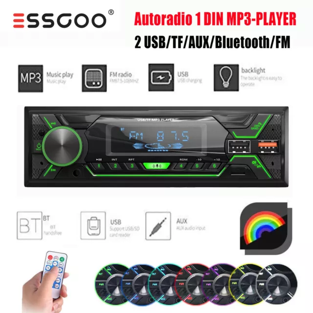 ESSGOO Autoradio mit Bluetooth Dual USB SD AUX Freisprech-Einrichtung MP3 1DIN