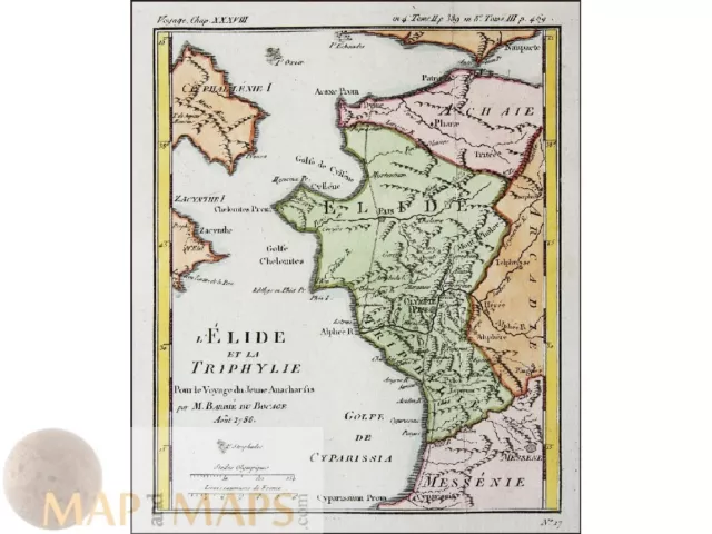 Greece maps ancient Elis and Triphylia. Elide Barbie 1786