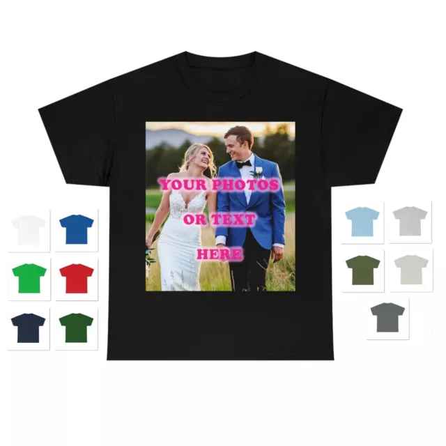 Custom Print Photo Picture Text On A T-Shirt Customized Tee Men's Personalized