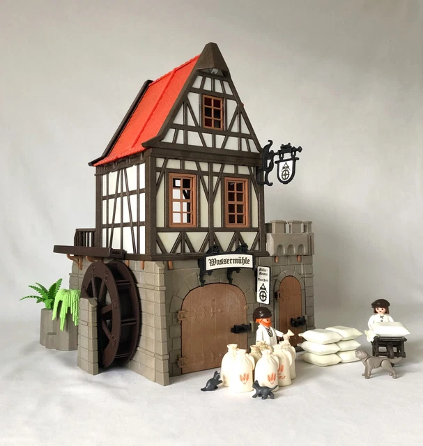 PLAYMOBIL CASA DE entramado de madera molino rueda de agua señales