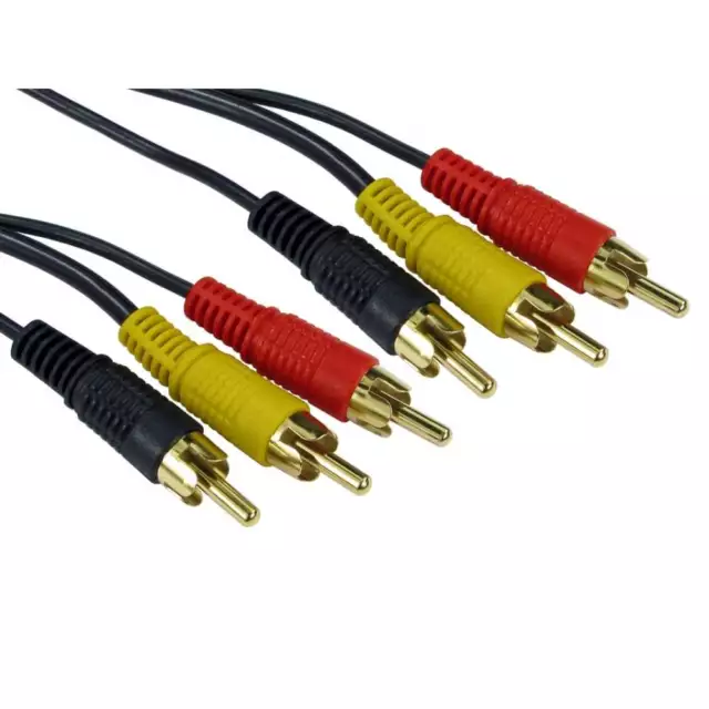 Dreifach RCA-Kabel 3 x Phono AV Stecker auf Stecker Audio Composite Video Kabel kurz lang