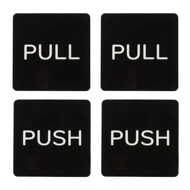 Insegna porta push pull 3,5x3,5", 2 paia acrilico autoadesivo nero/bianco