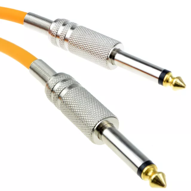 PRO 6.35mm Low Noise Guitar/Cab lead Mono Cable Metal Connectors Orange 4m GOLD