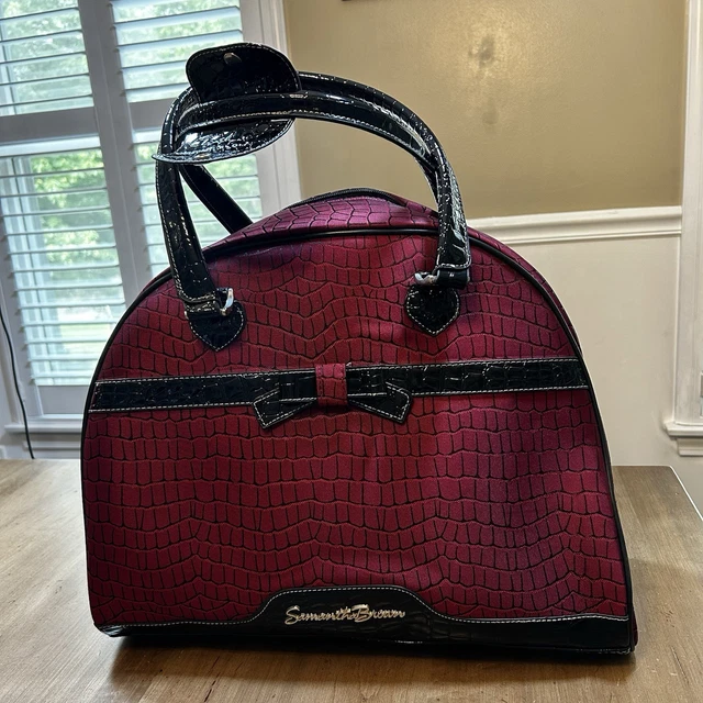 NEW SAMANTHA BROWN 15 X 17 X Red Croc Embossed Travel Bag Carry