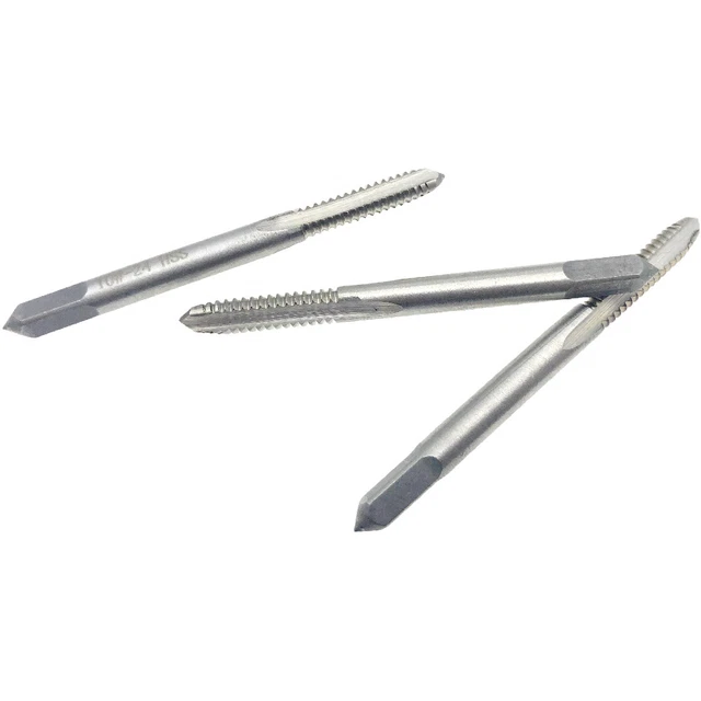 3pcs 10-24 Tap UNC Thread 3 Flutes Hand Tap Set High Speed Steel Machine HSS