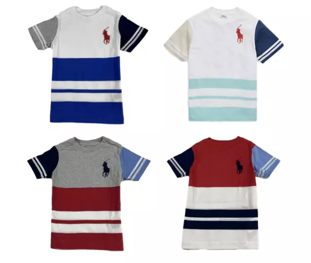 Ex Ralph Lauren Kids Multi Colour Cotton T Shirt 'Big Pony' Age 2-18