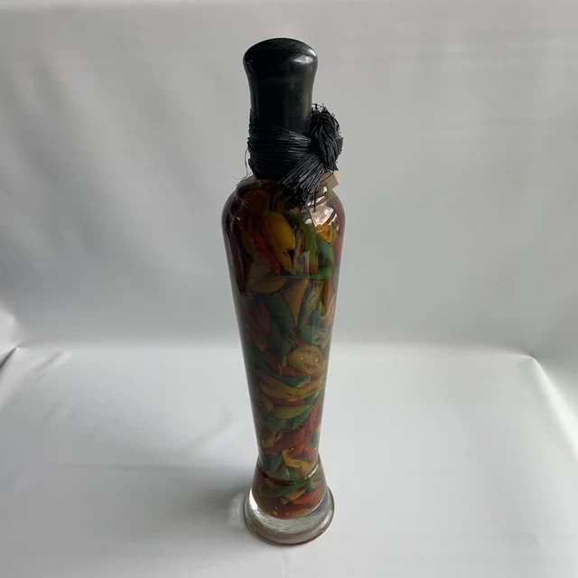 VINTAGE CHILI PEPPER Infused Oil Vinegar Glass Bottle Kitchen Home