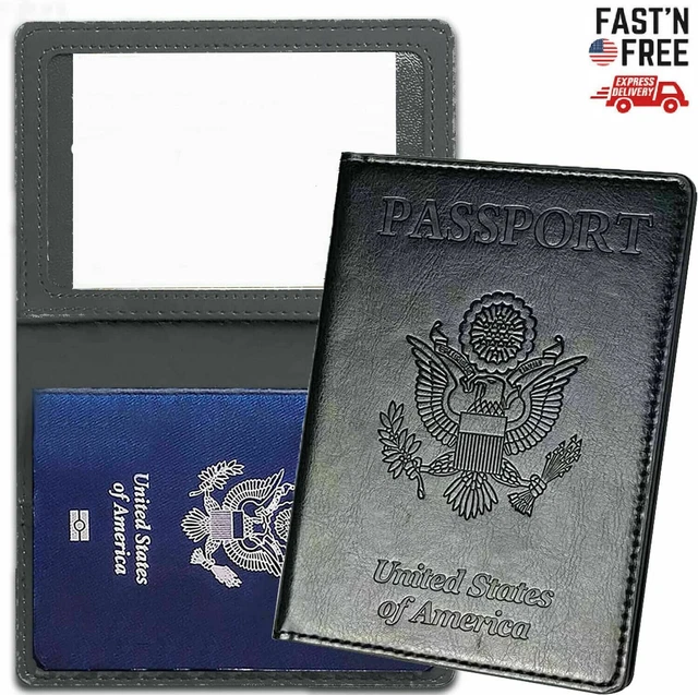 Leather Passport Vaccine Card Passport Holder Travel Wallet Blocking Case Cover