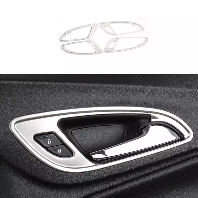 For Chevy Equinox 2018-2023 Silver Steel Inner Door Handle Lock Cover Trim 4pcs