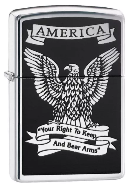 Zippo 28290, America-Right To Keep & Bear Arms, High Polish Chrome Lighter