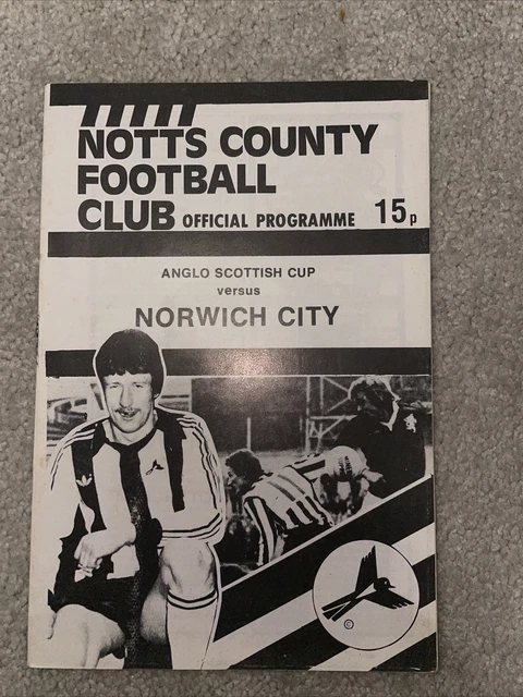 Notts County Vs Norwich City Programme Anglo Scottish Cup