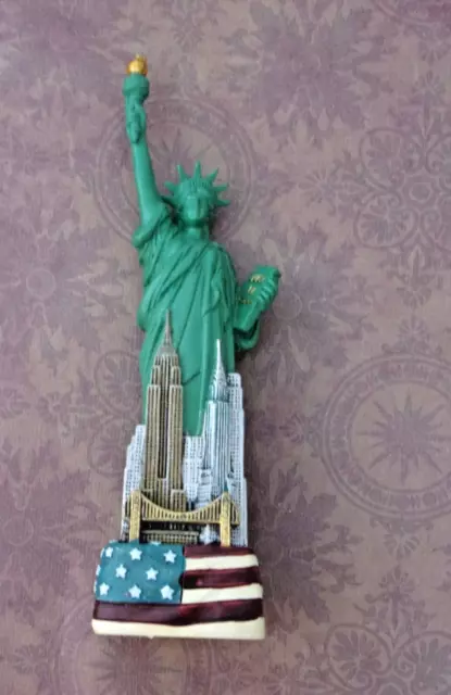 Statue of Liberty with American Flag Base 6in Tall, Home Office Decor, Souvenir