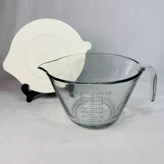 Pampered Chef 8 Cup 2 Quart Glass Measuring Mixing Batter Bowl with Lid #17 USA