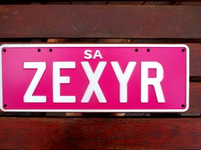 South Australia NUMBER PLATE   DKING  1        WHITE ON  PINK