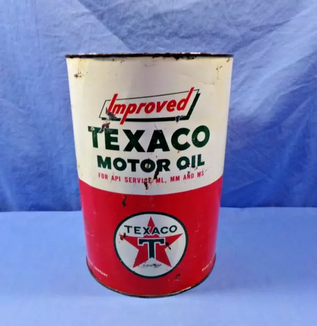 Vintage Texaco Motor Oil Can Empty 1 Gallon Metal