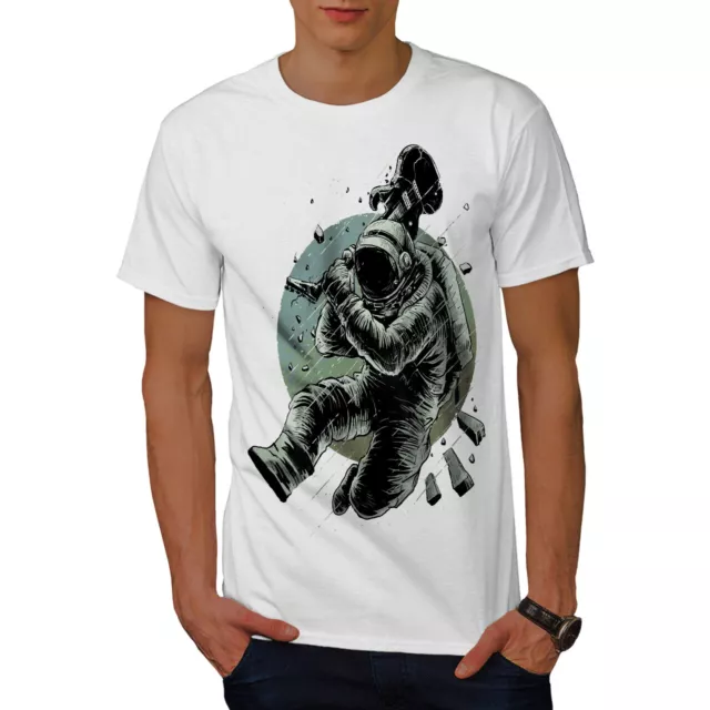 Wellcoda Astronaut Guitar Space Mens T-shirt, Space Graphic Design Printed Tee