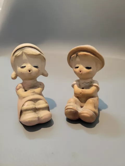 mid century modern whistling little boy and little girl Vintage Adorable Bin D