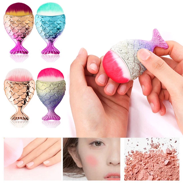 Cepillo de sirena portátil cepillo de maquillaje plano cola de pescado rubor inferior herramientas de maquillaje TS
