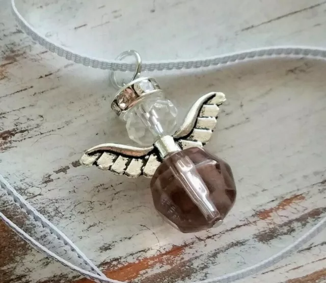 Tiny Angel Car Charm Beaded Glass Angel on Ribbon USA Seller Handmade Protection