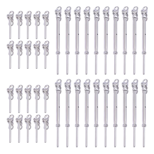 20* 1/8'' Cable Railing Kit Tool Hardware Stainless Steel Adjustable Stairs Deck