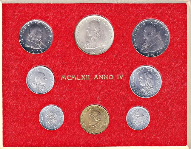 VATICANO Serie divisionale 1962 FDC Papa Giovanni XXIII 500 Lire ARGENTO Anno IV