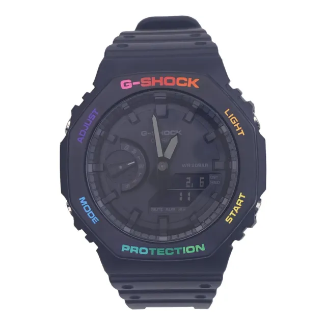 Casio G Shock GA 2100 Black Rainbow Bezel Custom MODS Hand Painted