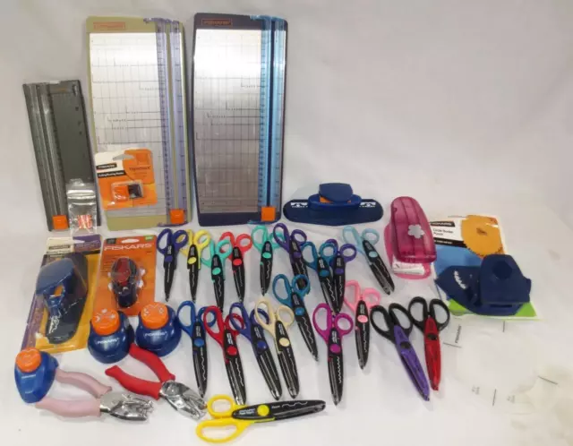 Fiskars Lot of Misc Items, Scissors Edgers, Paper Trimmers, Punches, Grommet Pli