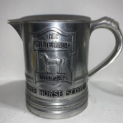Vintage The White Horse Scotch Whiskey Pewter Pitcher