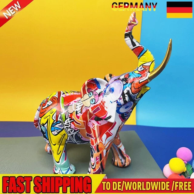 Resin Little Elephant Statue Handicrafts Colorful Holiday Gift for Office Porch