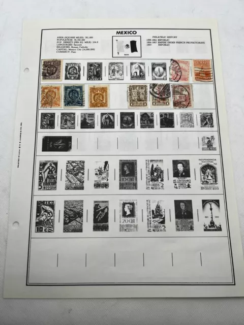 Mexico Stamp Collection hinged on page used / hinged 9 Stamps