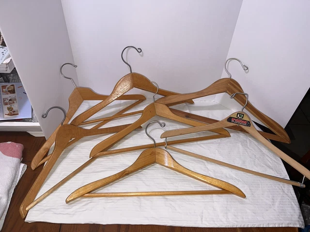 7 Vintage Advertising Wood Clothes Suit Jacket Hangers McGregor, Setwell, Nevco