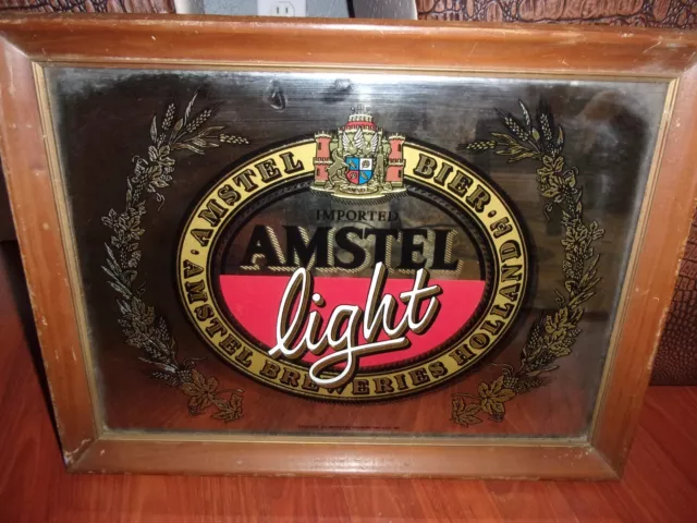 Vintage Amstel Light Beer Mirror 20 X 15