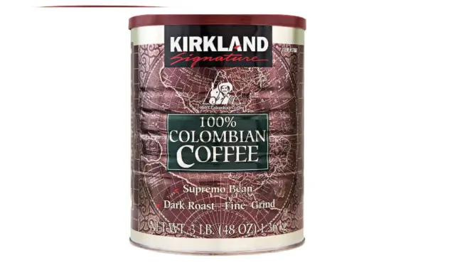 Kirkland 100% Colombian Coffee Supremo Bean Dark Roast Fine Grind 1.36kg