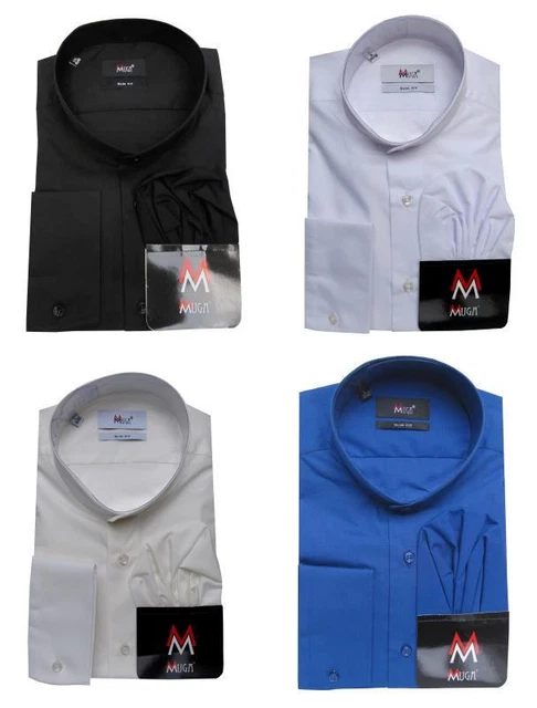 Camicia collo alto Mao slim fit maniche lunghe